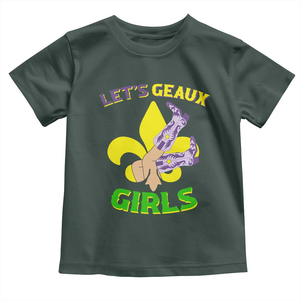 Funny Mardi Gras Cowgirl Toddler T Shirt Let's Geaux Girls Fleur De Lys