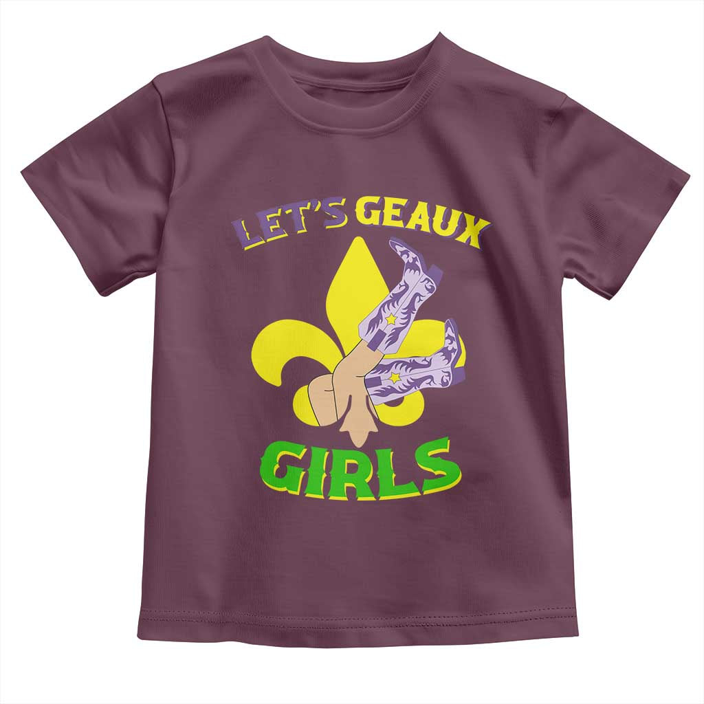 Funny Mardi Gras Cowgirl Toddler T Shirt Let's Geaux Girls Fleur De Lys