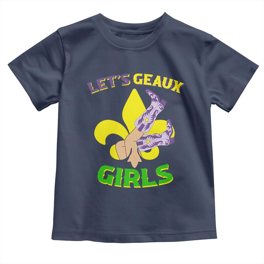 Funny Mardi Gras Cowgirl Toddler T Shirt Let's Geaux Girls Fleur De Lys
