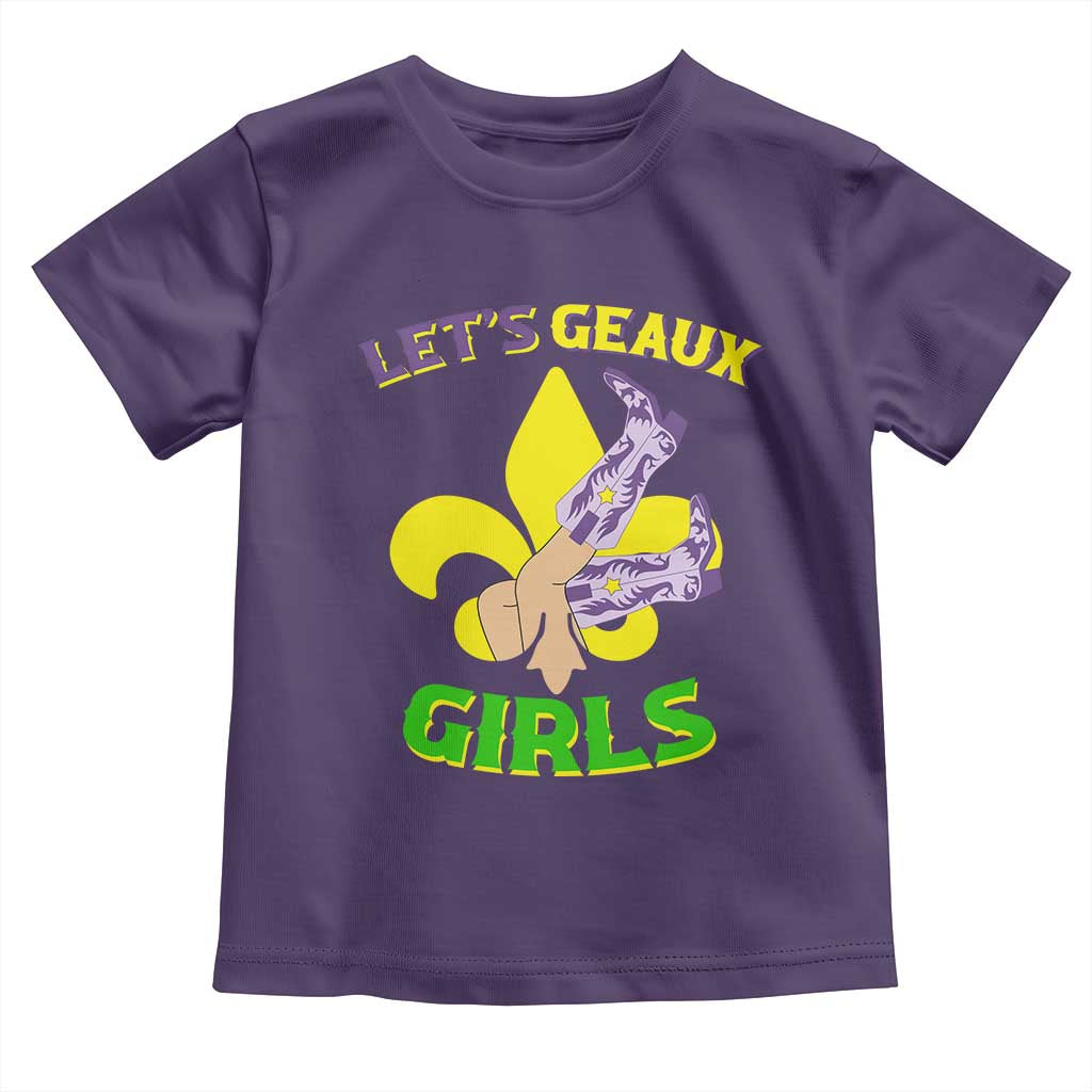 Funny Mardi Gras Cowgirl Toddler T Shirt Let's Geaux Girls Fleur De Lys