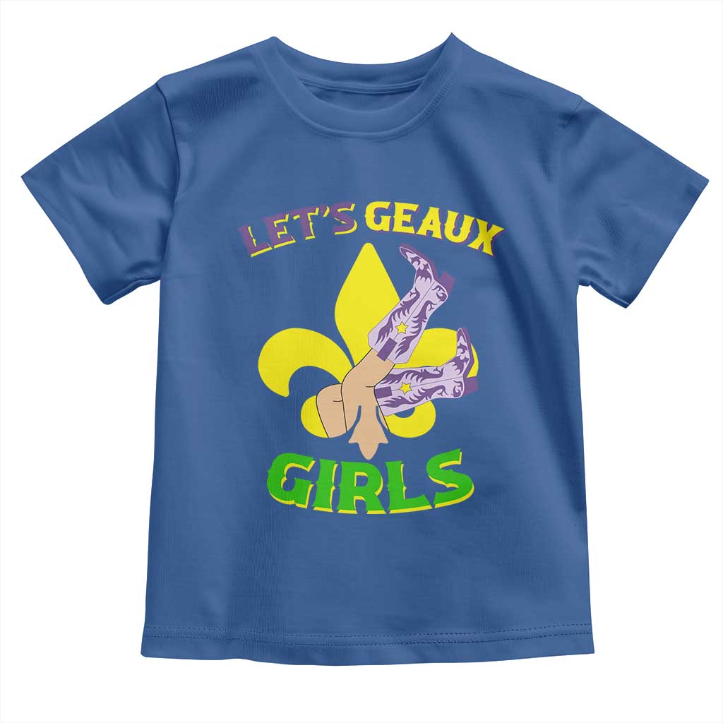 Funny Mardi Gras Cowgirl Toddler T Shirt Let's Geaux Girls Fleur De Lys