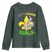 Funny Mardi Gras Cowgirl Youth Sweatshirt Let's Geaux Girls Fleur De Lys