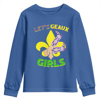 Funny Mardi Gras Cowgirl Youth Sweatshirt Let's Geaux Girls Fleur De Lys