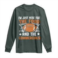 Funny American Football I'm Just Here For The Food And The Commercials Long Sleeve Shirt Football Helmet