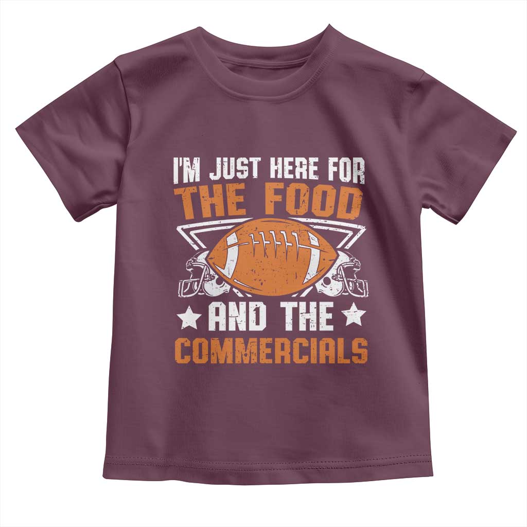 Funny American Football I'm Just Here For The Food And The Commercials Toddler T Shirt Football Helmet