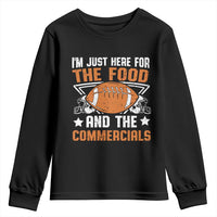 Funny American Football I'm Just Here For The Food And The Commercials Youth Sweatshirt Football Helmet