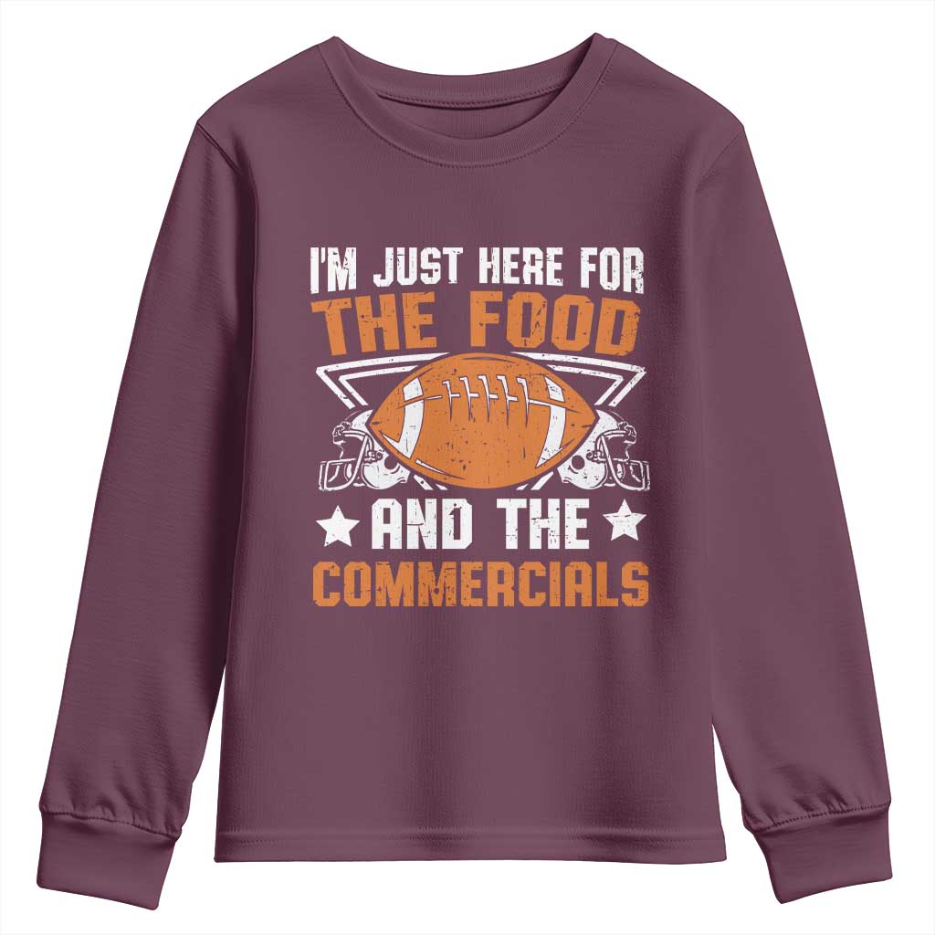 Funny American Football I'm Just Here For The Food And The Commercials Youth Sweatshirt Football Helmet
