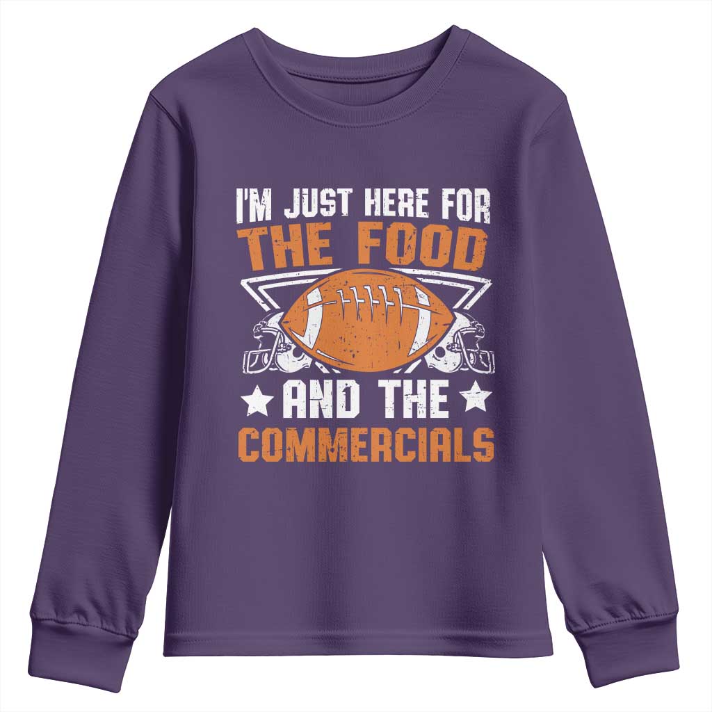Funny American Football I'm Just Here For The Food And The Commercials Youth Sweatshirt Football Helmet