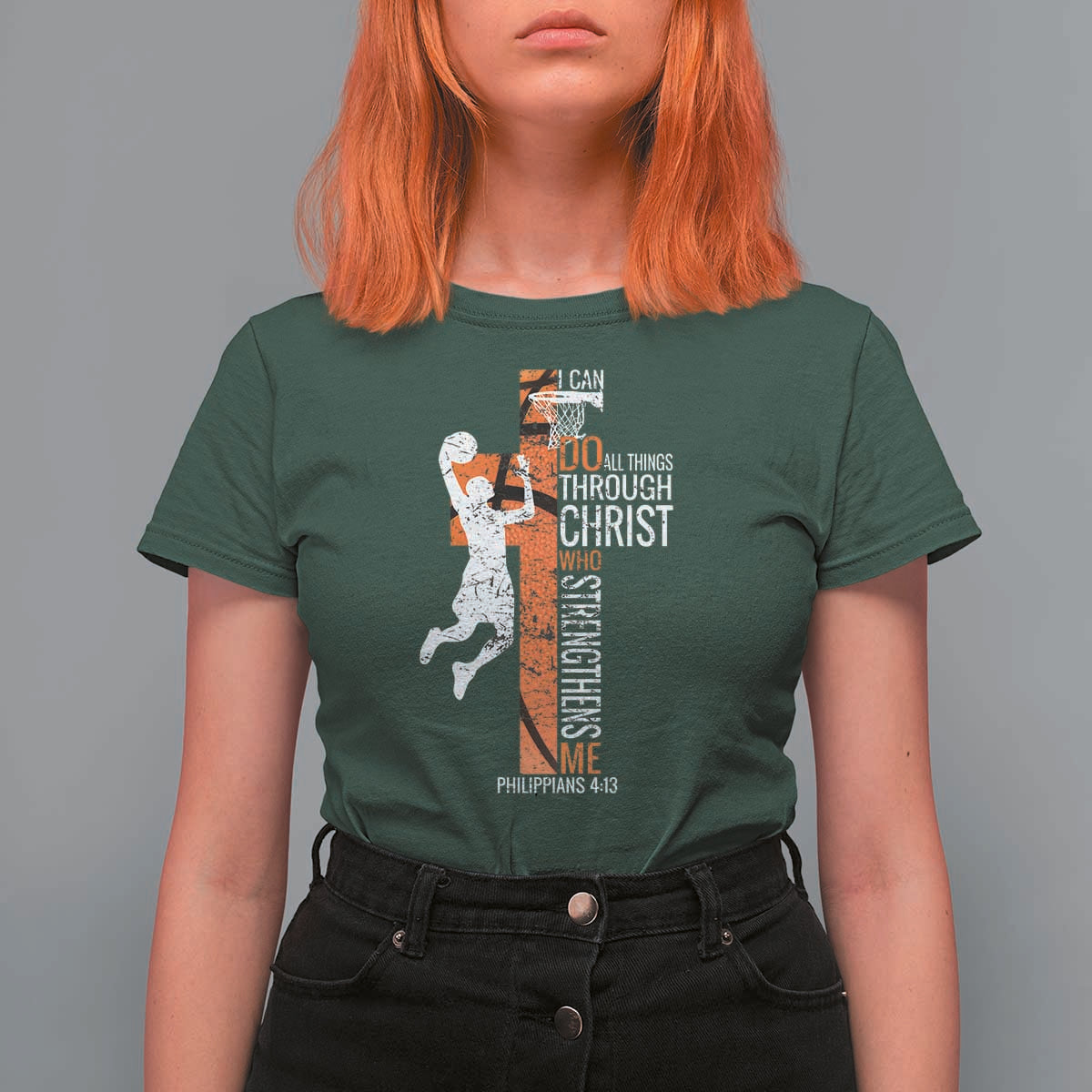 Funny Basketball Christian T Shirt For Women I Can Do All Things Through Christ Who Strengthens Me