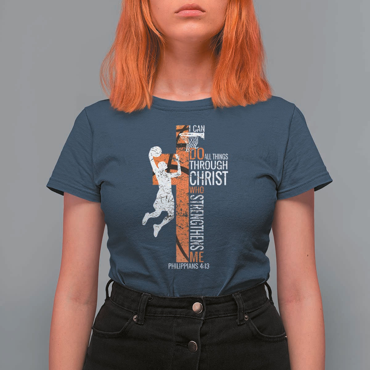 Funny Basketball Christian T Shirt For Women I Can Do All Things Through Christ Who Strengthens Me