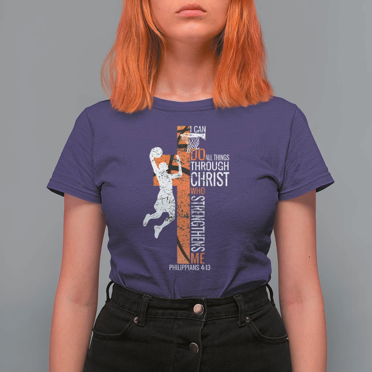 Funny Basketball Christian T Shirt For Women I Can Do All Things Through Christ Who Strengthens Me