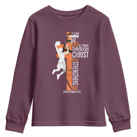 Funny Basketball Christian Youth Sweatshirt I Can Do All Things Through Christ Who Strengthens Me