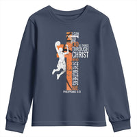 Funny Basketball Christian Youth Sweatshirt I Can Do All Things Through Christ Who Strengthens Me
