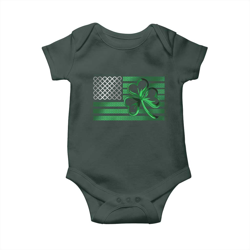 Funny Irish Americans Baby Onesie Shamrock Celtic Knot American Flag St Patrick's Day