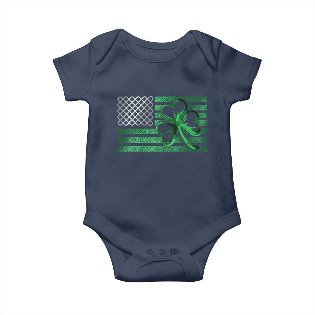 Funny Irish Americans Baby Onesie Shamrock Celtic Knot American Flag St Patrick's Day