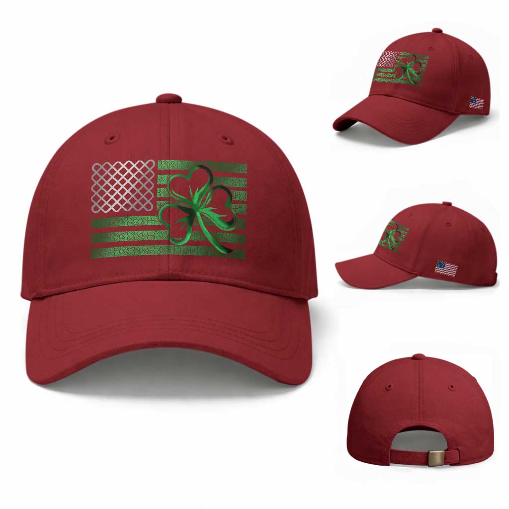 Funny Irish Americans Baseball Cap Shamrock Celtic Knot American Flag St Patrick's Day