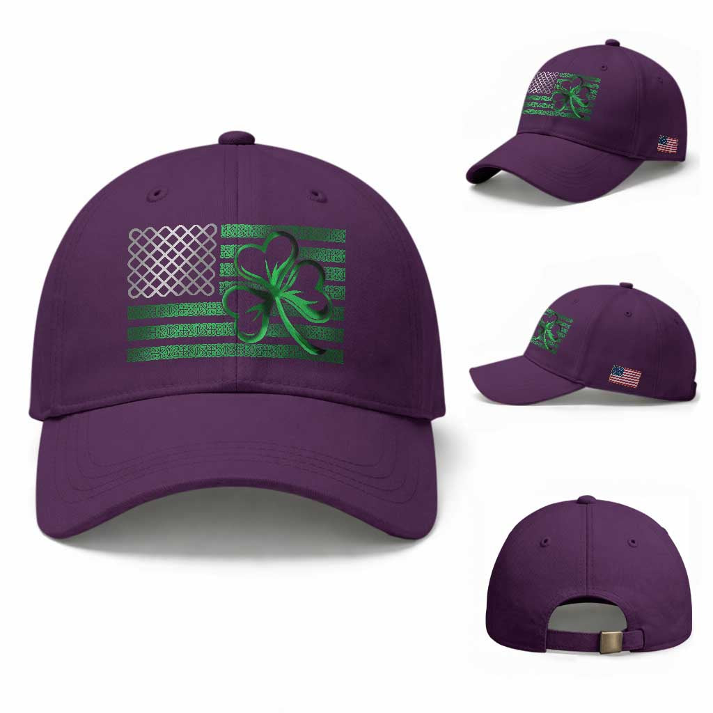 Funny Irish Americans Baseball Cap Shamrock Celtic Knot American Flag St Patrick's Day