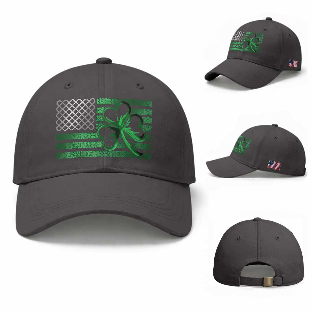 Funny Irish Americans Baseball Cap Shamrock Celtic Knot American Flag St Patrick's Day
