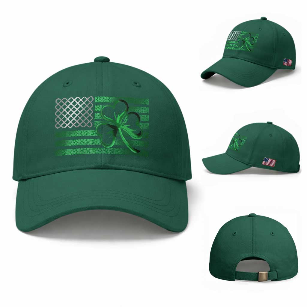 Funny Irish Americans Baseball Cap Shamrock Celtic Knot American Flag St Patrick's Day