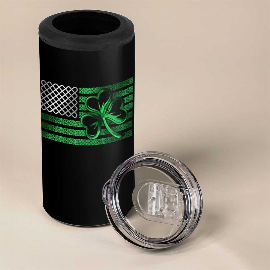 Funny Irish Americans 4 in 1 Can Cooler Tumbler Shamrock Celtic Knot American Flag St Patrick's Day