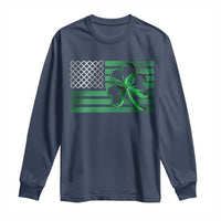 Funny Irish Americans Long Sleeve Shirt Shamrock Celtic Knot American Flag St Patrick's Day