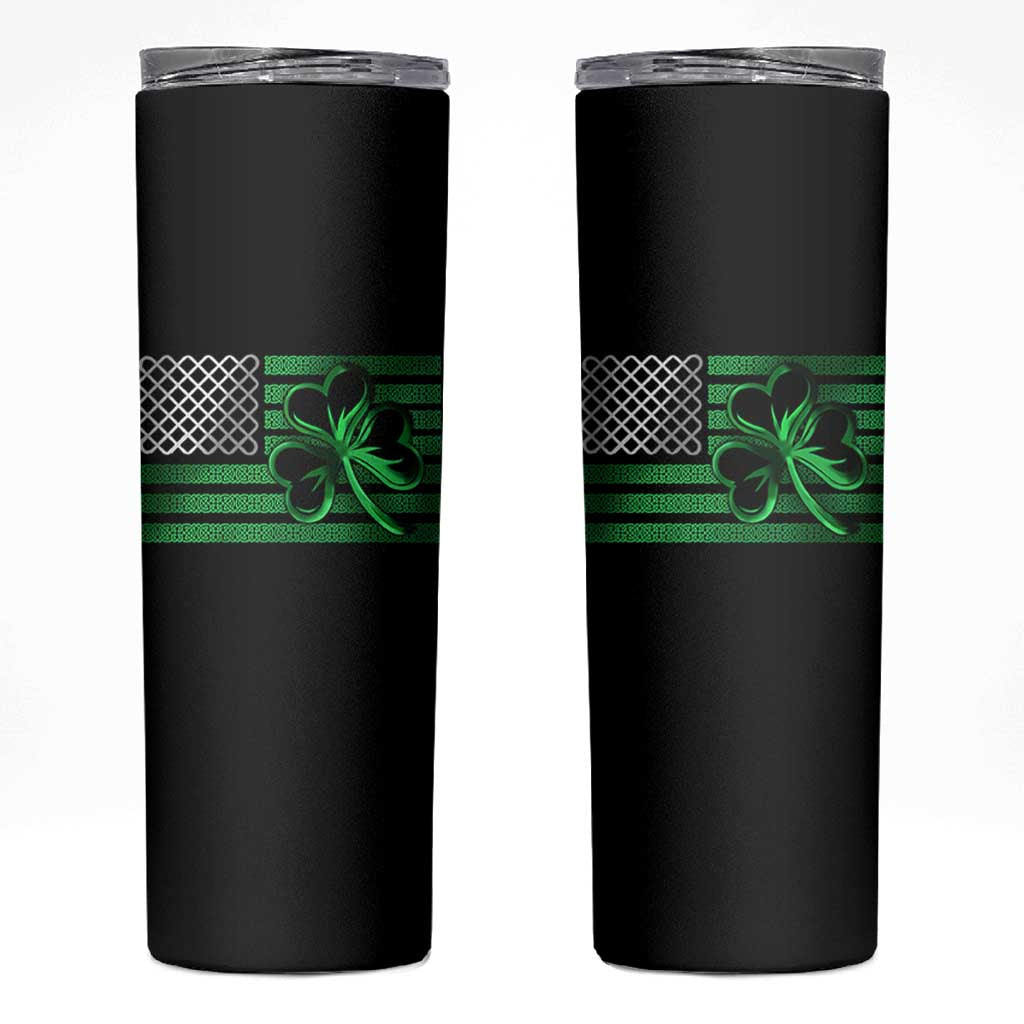 Funny Irish Americans Skinny Tumbler Shamrock Celtic Knot American Flag St Patrick's Day