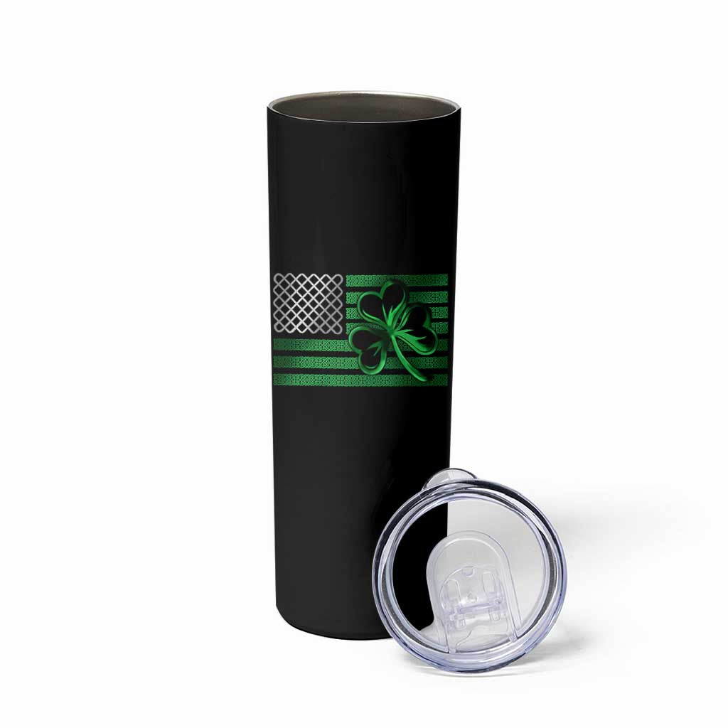 Funny Irish Americans Skinny Tumbler Shamrock Celtic Knot American Flag St Patrick's Day