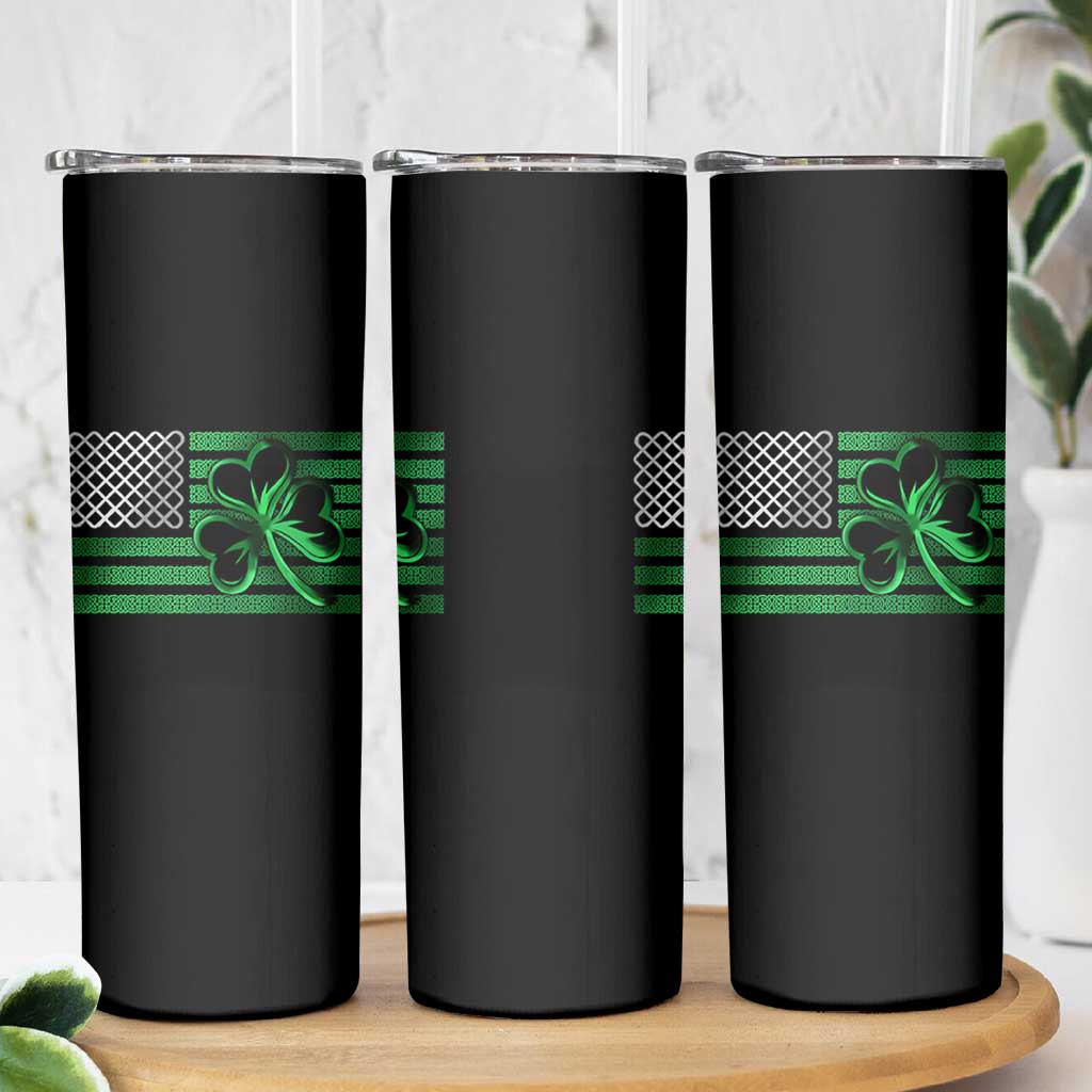 Funny Irish Americans Skinny Tumbler Shamrock Celtic Knot American Flag St Patrick's Day