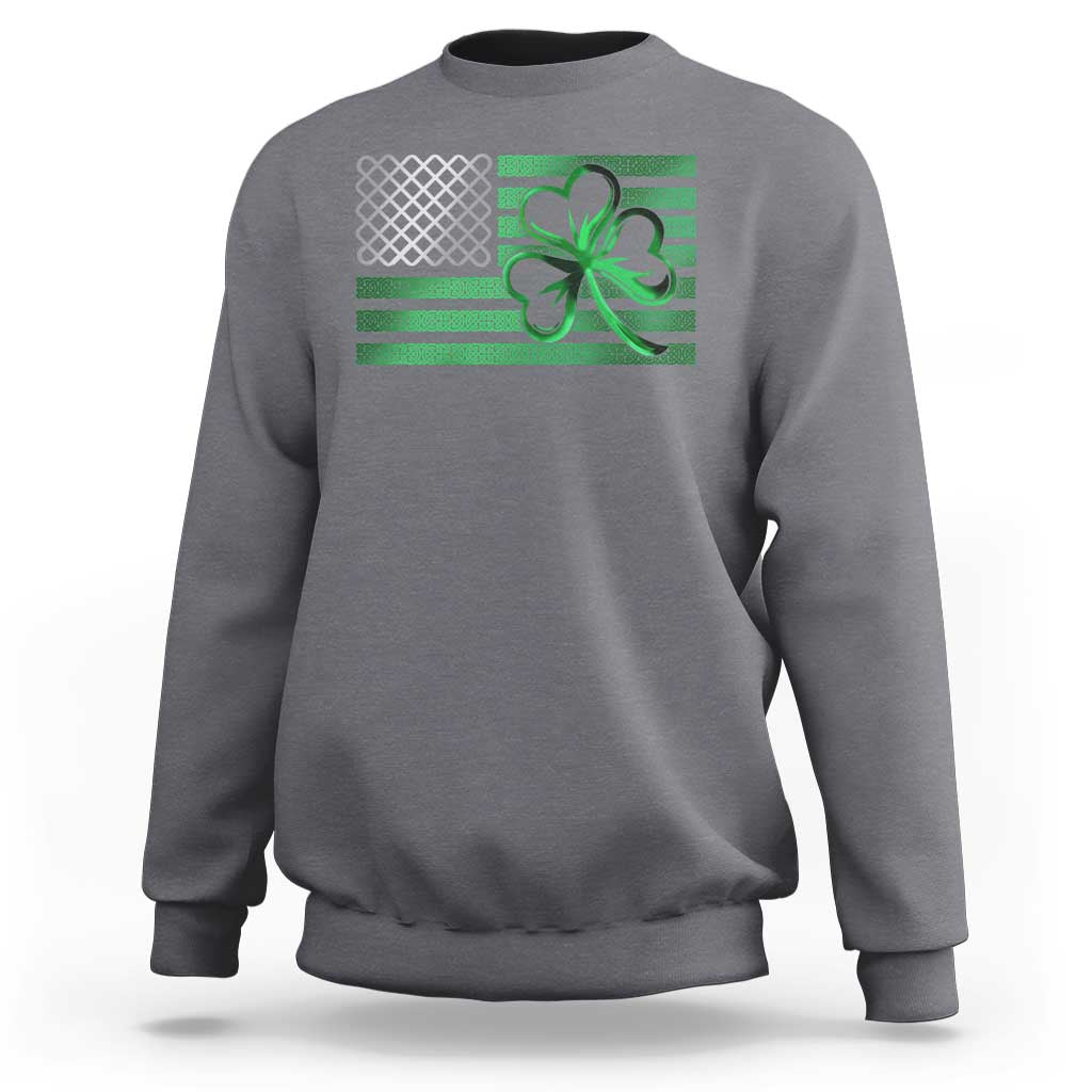 Funny Irish Americans Sweatshirt Shamrock Celtic Knot American Flag St Patrick's Day