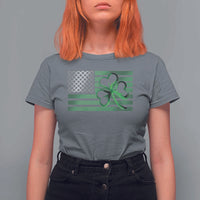 Funny Irish Americans T Shirt For Women Shamrock Celtic Knot American Flag St Patrick's Day