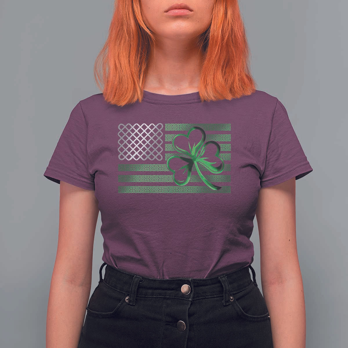 Funny Irish Americans T Shirt For Women Shamrock Celtic Knot American Flag St Patrick's Day