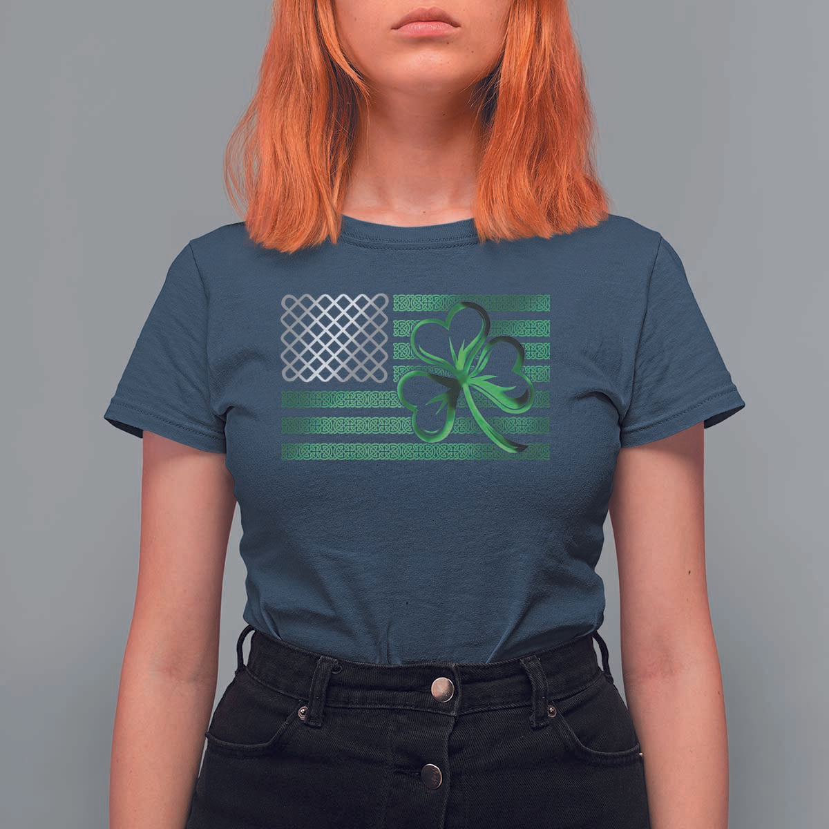 Funny Irish Americans T Shirt For Women Shamrock Celtic Knot American Flag St Patrick's Day