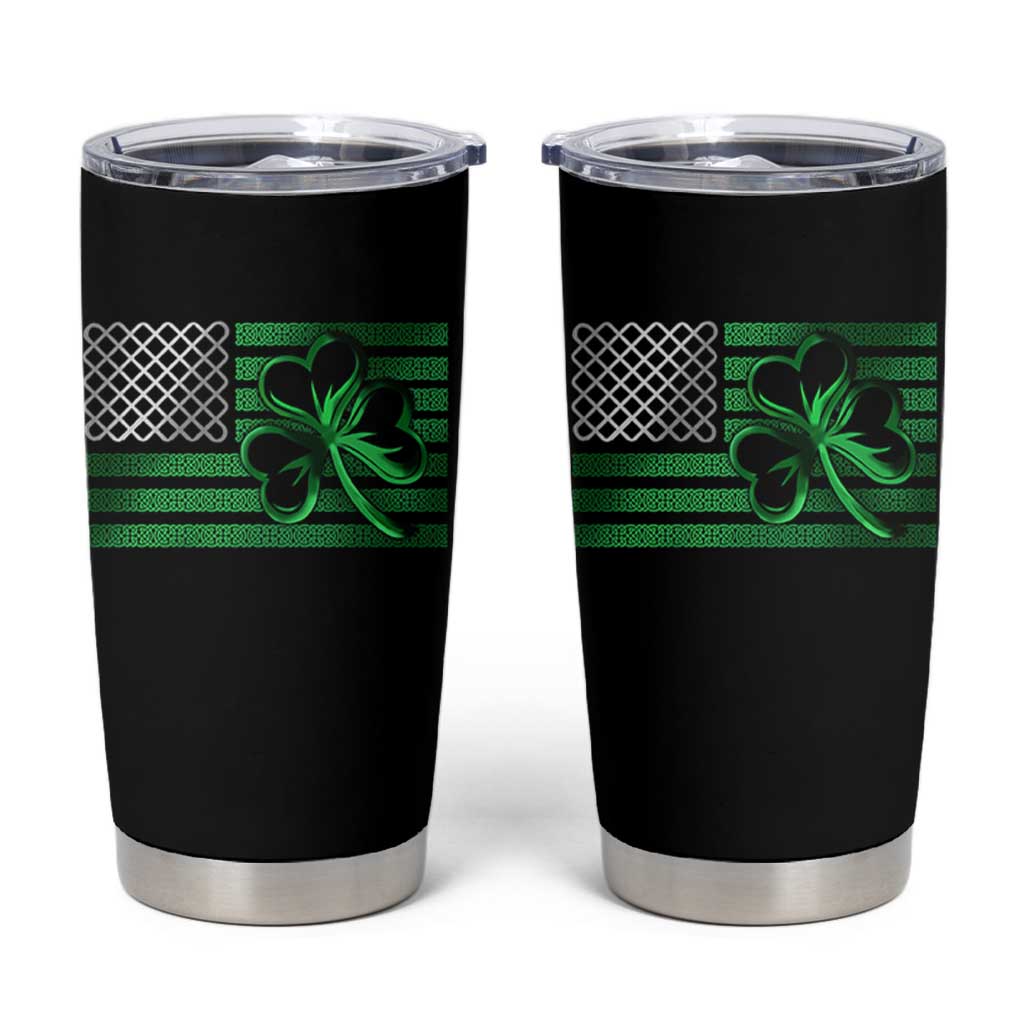 Funny Irish Americans Tumbler Cup Shamrock Celtic Knot American Flag St Patrick's Day