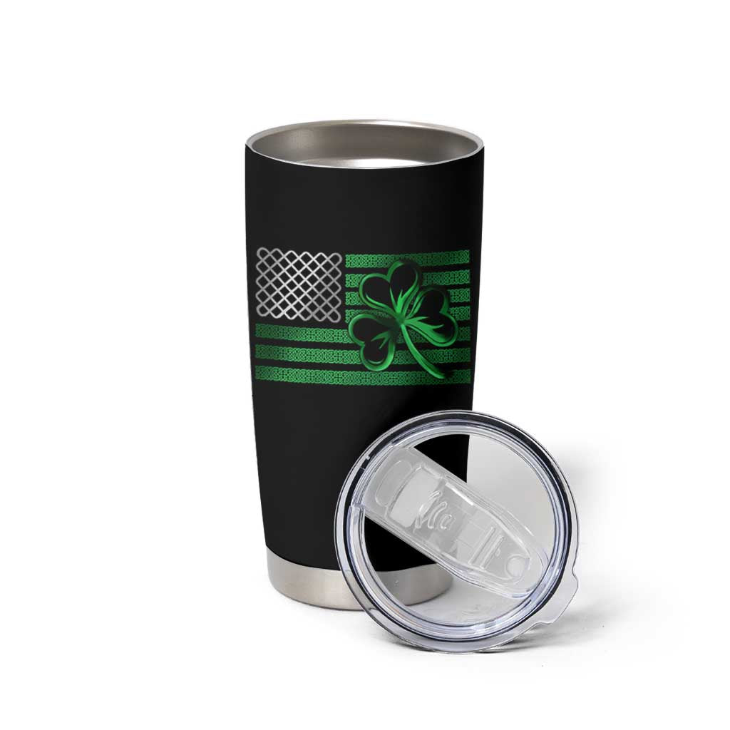 Funny Irish Americans Tumbler Cup Shamrock Celtic Knot American Flag St Patrick's Day