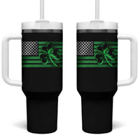 Funny Irish Americans Tumbler With Handle Shamrock Celtic Knot American Flag St Patrick's Day