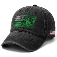 Funny Irish Americans Washed Cotton Baseball Cap Shamrock Celtic Knot American Flag St Patrick's Day
