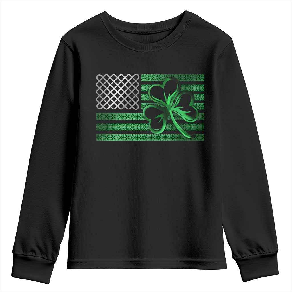 Funny Irish Americans Youth Sweatshirt Shamrock Celtic Knot American Flag St Patrick's Day