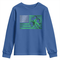 Funny Irish Americans Youth Sweatshirt Shamrock Celtic Knot American Flag St Patrick's Day