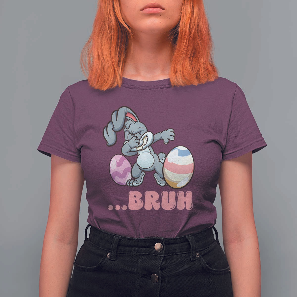 Funny Bruh Dab Rabbit Eggs Easter Day T Shirt For Women