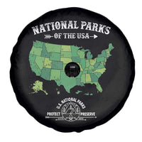 Protect And Preserve National Parks Spare Tire Cover ESTD 1872 Vintage Forest American Map