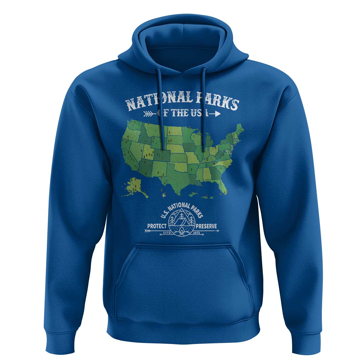 Protect And Preserve National Parks Hoodie ESTD 1872 Vintage Forest American Map