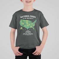 Protect And Preserve National Parks T Shirt For Kid ESTD 1872 Vintage Forest American Map