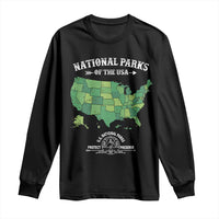 Protect And Preserve National Parks Long Sleeve Shirt ESTD 1872 Vintage Forest American Map