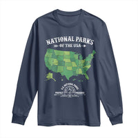 Protect And Preserve National Parks Long Sleeve Shirt ESTD 1872 Vintage Forest American Map