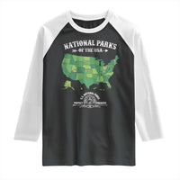 Protect And Preserve National Parks Raglan Shirt ESTD 1872 Vintage Forest American Map