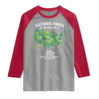 Protect And Preserve National Parks Raglan Shirt ESTD 1872 Vintage Forest American Map