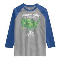 Protect And Preserve National Parks Raglan Shirt ESTD 1872 Vintage Forest American Map