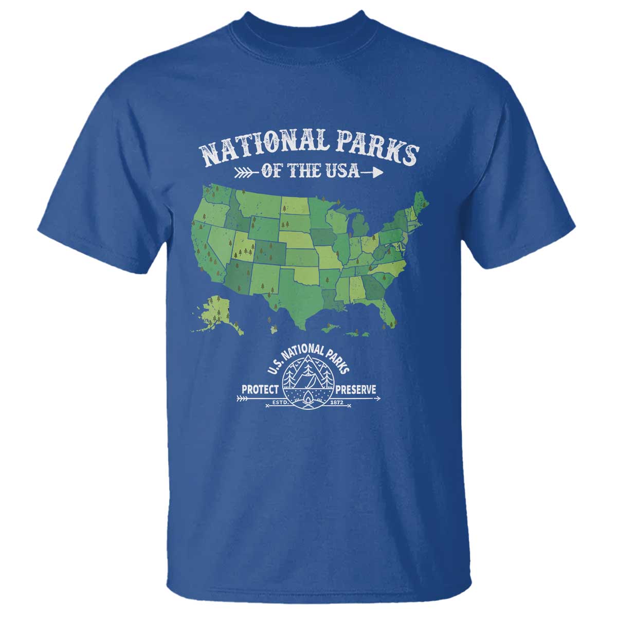 Protect And Preserve National Parks T Shirt ESTD 1872 Vintage Forest American Map
