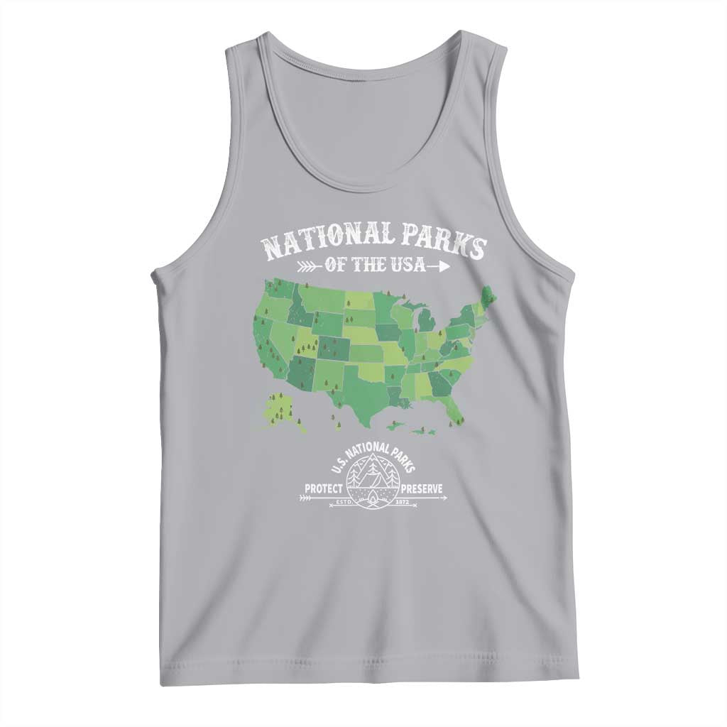 Protect And Preserve National Parks Tank Top ESTD 1872 Vintage Forest American Map