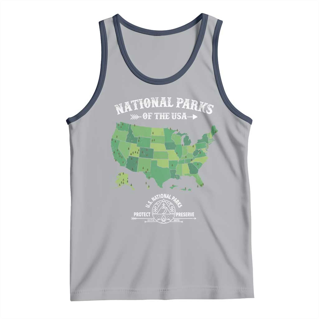 Protect And Preserve National Parks Tank Top ESTD 1872 Vintage Forest American Map